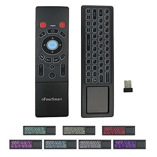 T6C 7 Color Backlight Mini Wireless Keyboard Air Remote Control with Touchpad 2_4GHz Connection Best for Android TV Box HTPC IPTV PC Laptop Pad and More Devices by oFourSmart