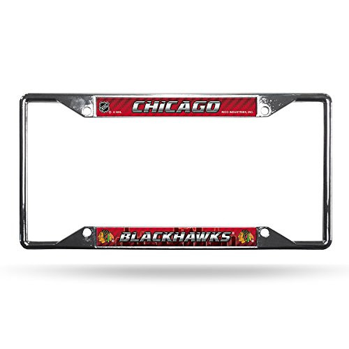 NHL Rico Industries Easy View Chrome License Plate Frame Chicago Blackhawks NHL Rico Industries Easy View Chrome License Plate Frame Chicago Blackhawks