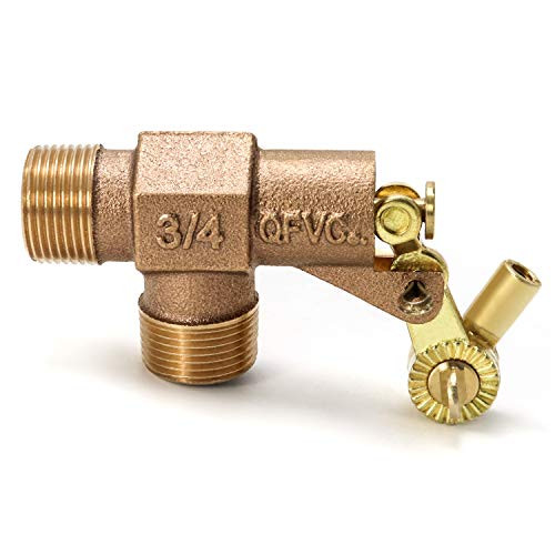 QWORK 34 inch NPT Float Valve Brass Preservative Water Tank Floating Ball Valve 34 NPT Male Inlet x 34 NPT Male Outlet
