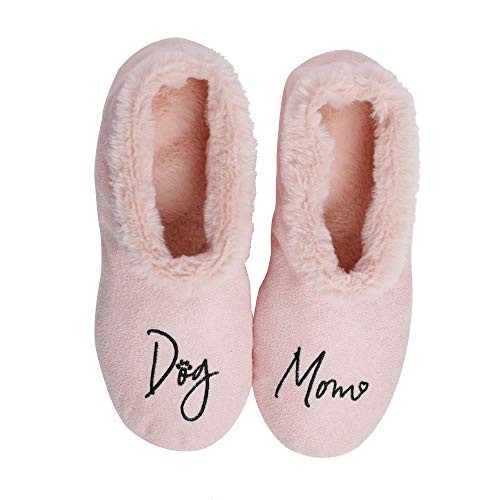 Faceplant Dreams Dog Mom Slipper Footsies for Women Extra Large Pink