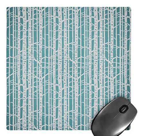 3dRose LLC 8 x 8 x 0.25 Inches Mouse Pad, White Trees on Turquoise (mp_44239_1)