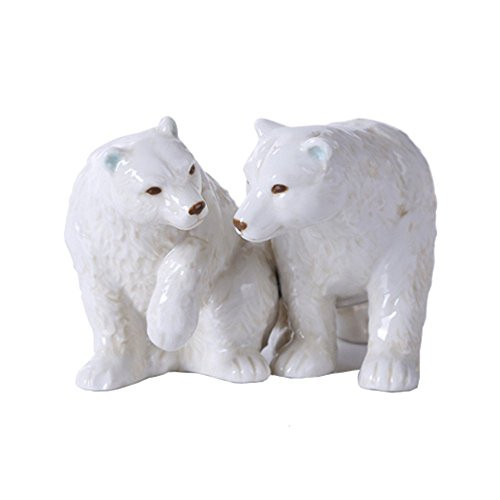 Mr. and Mrs. Polar Bear 3 inch Ceramic Stoneware Salt and Pepper Shaker Set