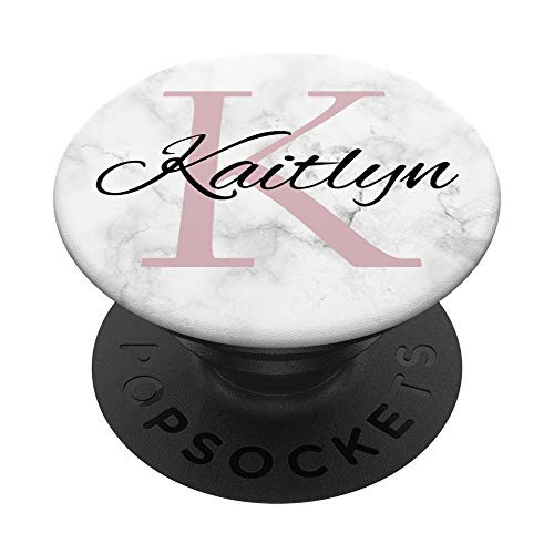Kaitlyn Rose Pink Monogram Letter K Girls PopSockets Grip and Stand for Phones and Tablets