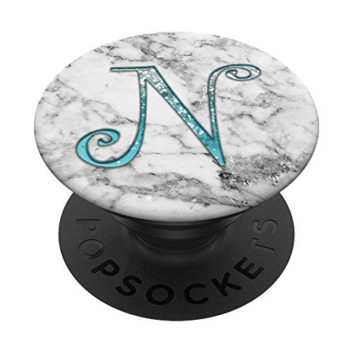 Silver Light Blue Letter N Monogram On Gray Marbled Look PopSockets PopGrip Swappable Grip for Phones and Tablets Silver Light Blue Letter N Monogram On Gray Marbled Look PopSockets PopGrip Swappable Grip for Phones and Tablets