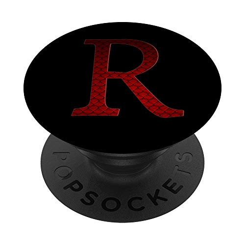 Red Initial Letter R Monogram On Black PopSockets PopGrip Swappable Grip for Phones  and  Tablets
