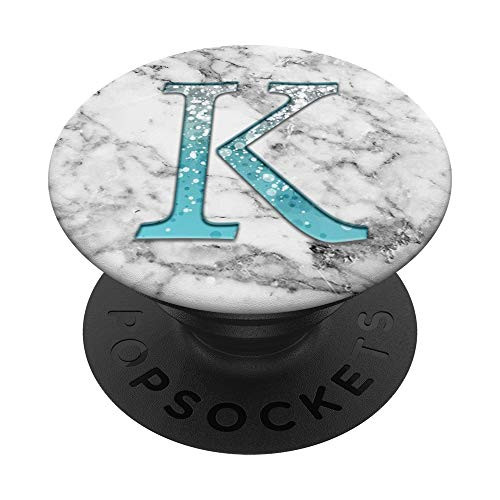 Silver Light Blue Letter K Monogram On Gray Marbled Look PopSockets PopGrip Swappable Grip for Phones and Tablets Silver Light Blue Letter K Monogram On Gray Marbled Look PopSockets PopGrip Swappable Grip for Phones and Tablets