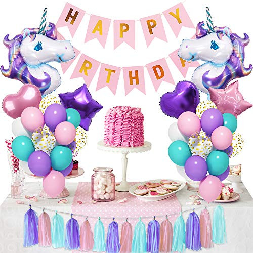 Unicorn Birthday Decorations for Girls 27_6 Foil Unicorn Balloons 18 12 Confetti Purple Pink Blue Latex Balloons Kit with Happy Birthday Banner Tassels for Unicorn Party Supplies and 2 Pcs Tools Unicorn Birthday Decorations for Girls 27_6 Foil Unicorn Balloons 18 12 Confetti Purple Pink Blue Latex Balloons Kit with Happy Birthday Banner Tassels for Unicorn Party Supplies and 2 Pcs Tools