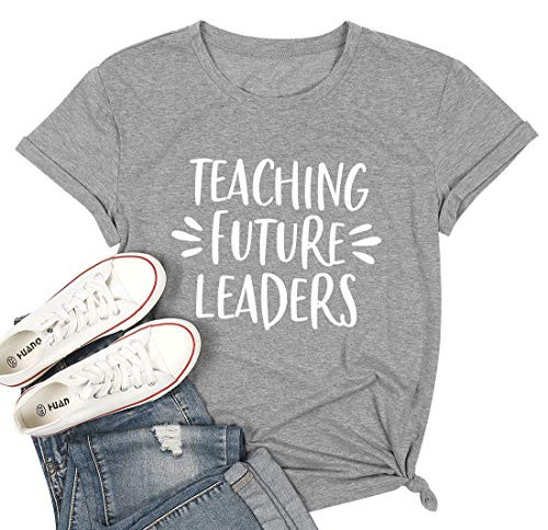 Teacher Shirts for Women Teaching Future Leaders Tshirt Letters Print Shirts with Sayings Casual Short Sleeve Teaching Shirt Grey Teacher Shirts for Women Teaching Future Leaders Tshirt Letters Print Shirts with Sayings Casual Short Sleeve Teaching Shirt Grey