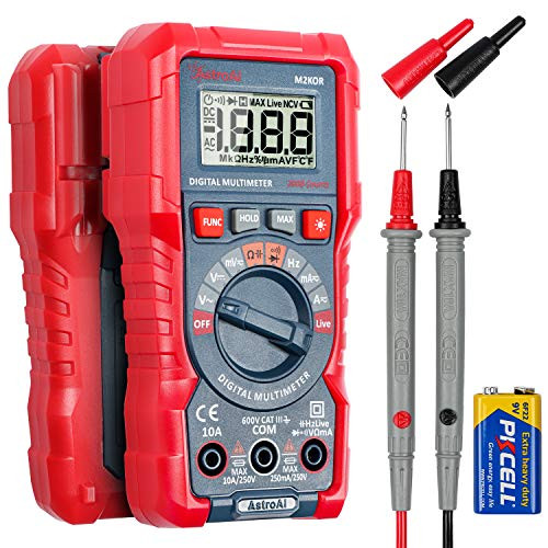 AstroAI Multimeter Tester TRMS 2000 Counts Volt Meter Manual and Digital Auto Ranging Measures Voltage Current Resistance Capacitance Frequency Tests Live Wire Diodes Continuity