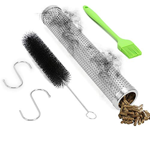 Pellet Smoker Tube 12 Stainless Steel BBQ Wood Pellet Tube Smoker for ColdHot Smoking Portable Barbecue Smoke Generator Works with Electric Gas Charcoal Grill Smokers Circular