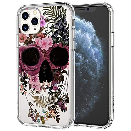 MOSNOVO Floral Skull Flower Pattern Designed for iPhone 11 Pro Max Case - Clear