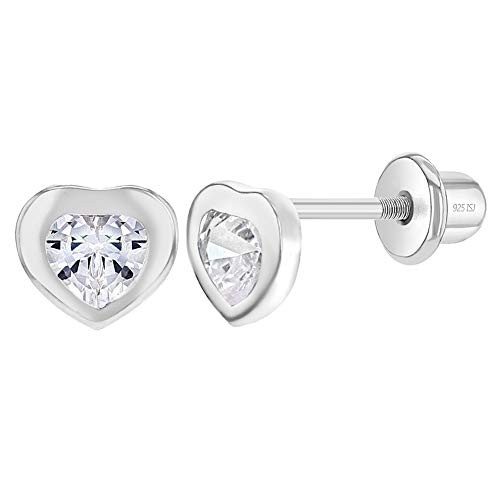 925 Sterling Silver 5mm Clear Cubic Zirconia Tiny Heart Girl Screw Back Earrings Childrens Safety Screw Back Locking Small Heart Studs for Toddlers and Baby Girls-Lovely Earrings for Kids 925 Sterling Silver 5mm Clear Cubic Zirconia Tiny Heart Girl Screw Back Earrings Childrens Safety Screw Back Locking Small Heart Studs for Toddlers and Baby Girls-Lovely Earrings for Kids