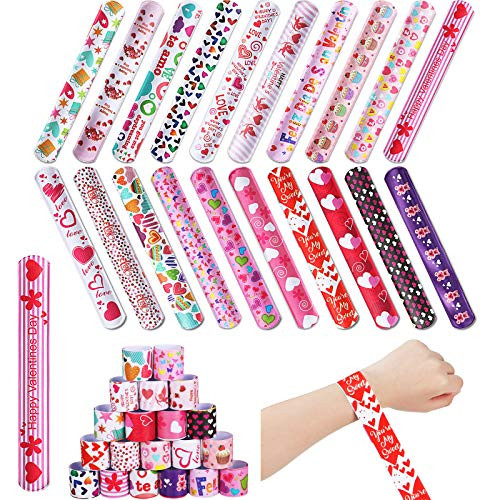 60 Pieces Valentines Day Slap Bracelets Wrist Bands Party Favors with 20 Styles Include Hearts Letters Cupid Slap Bands Snap Bracelets for Valentines Kids Classroom Exchange 60 Pieces Valentines Day Slap Bracelets Wrist Bands Party Favors with 20 Styles Include Hearts Letters Cupid Slap Bands Snap Bracelets for Valentines Kids Classroom Exchange