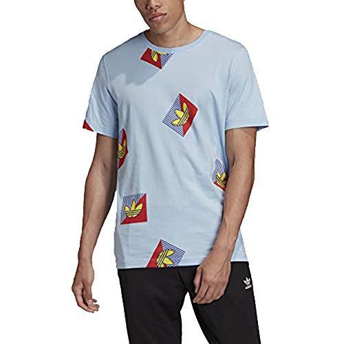 adidas Originals Mens All Over Print Diagnol Tee Clear SkyMulticolor Small