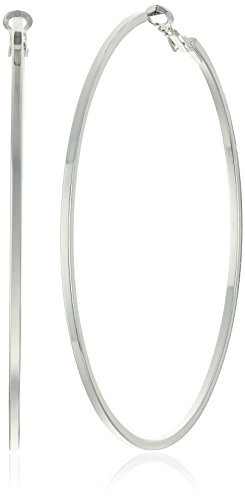 Guess Womens Square Edge Hoop Silver Hoop Earrings
