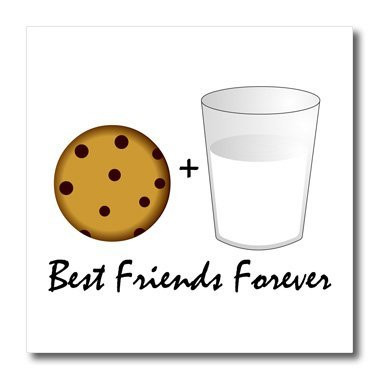 3dRose Cute Cartoon Milk and Cookies-Best Friends Forever-Iron on Heat Transfer 6 by 6 for White Material ht-43203-2