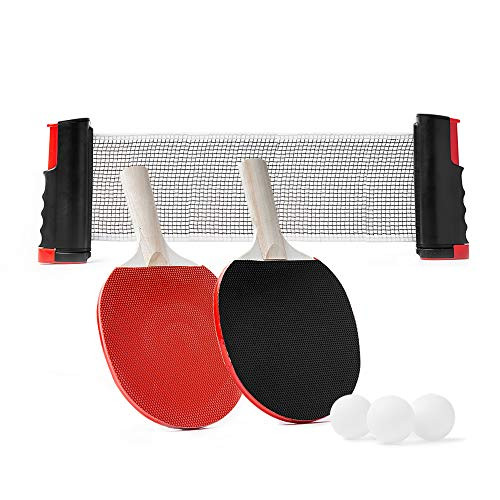 Nurch Ping Pong Table Ping Pong Paddle Table Tennis Racket Cover Rubber Table Tennis Racket with Retractable net Ball and Post Indoor or Outdoor Play