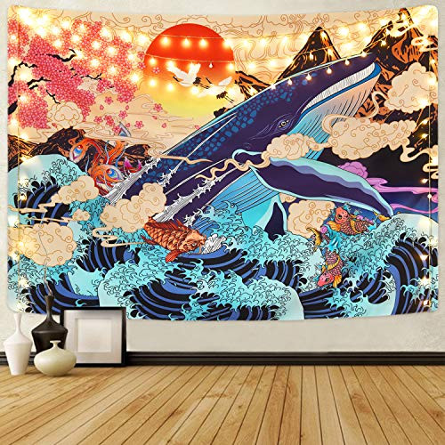 Sevenstars Japanese Ukiyo-e Tapestry Sea Wave Koi Tapestry Trippy Whale Japanese Tapestry Sunset Animal Tapestry for Dorm Bedroom Living Room Sevenstars Japanese Ukiyo-e Tapestry Sea Wave Koi Tapestry Trippy Whale Japanese Tapestry Sunset Animal Tapestry for Dorm Bedroom Living Room
