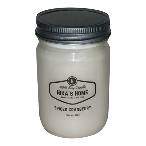 Nika's Home Spiced Cranberry Soy Candle - 12oz Mason Jar