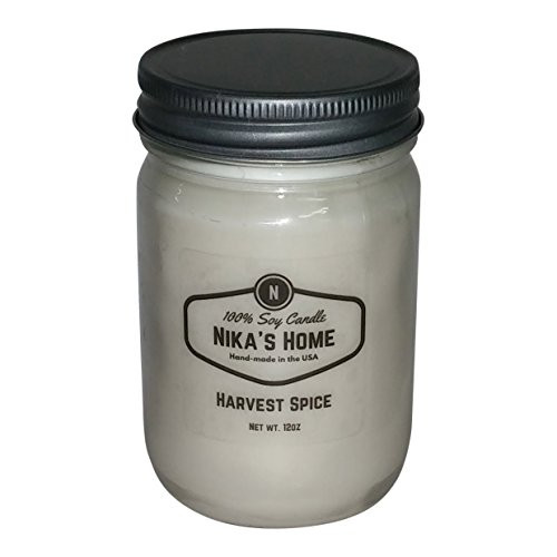 Nika's Home Harvest Spice Soy Candle - 12oz Mason Jar