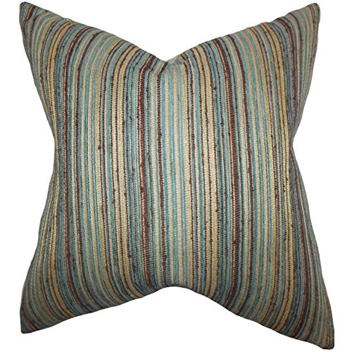 The Pillow Collection Bartram Stripes Bedding Sham Blue Brown Standard20 x 26