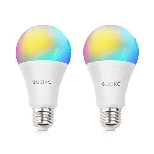 A19 E26 Multicolor 10W LED Light Bulbs Smart WiFi Light Bulb Compatible with Alexa and Google Home Assistant LED RGB Color Changing and 4000K 100W Equivalent No Hub Required Pack of 2