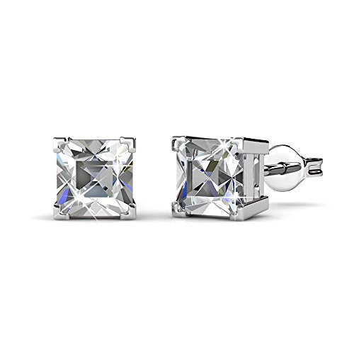 YOURDORA Womens s925 Sterling Silver Stud Earrings with Aurore Borealis Crystal from Swarovski Elements Hypoallergenic Clear Square Crystal and Silver Arrow YOURDORA Womens s925 Sterling Silver Stud Earrings with Aurore Borealis Crystal from Swarovski Elements Hypoallergenic Clear Square Crystal and Silver Arrow