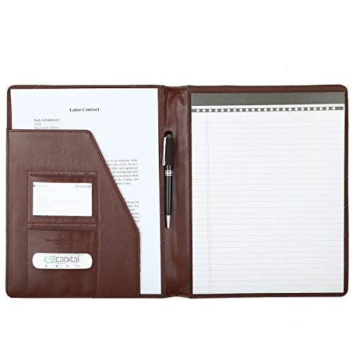 Leathario File Folder Padfolio Writing Pad Business Presentation Folder Portfolio Brown-A4-4