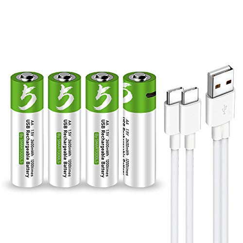 USB AA Lithium ion Rechargeable Battery High Capacity 1_5V 2600mWh Rechargeable AA Battery 1_5 H Fast Charge 1200 Cycle with Type C Port Cable Constant Output4-Pack USB AA Lithium ion Rechargeable Battery High Capacity 1_5V 2600mWh Rechargeable AA Battery 1_5 H Fast Charge 1200 Cycle with Type C Port Cable Constant Output4-Pack