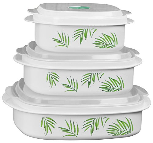 Corelle Coordinates by Reston Lloyd 6-Piece Microwave Cookware, Steamer and Storage Set, Bamboo Leaf