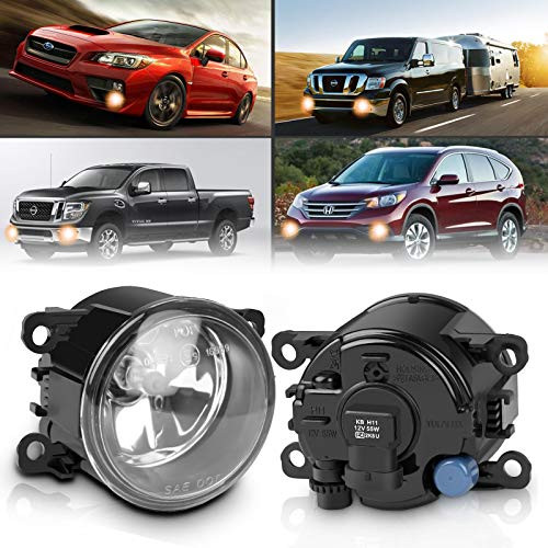 TangMiGe Fog Lights Lamps Assembly for Nissan Honda Ford Acura Subaru Suzuki Lincoln Jaguar Accessories Premium Driving Fog Light Replacement 4F9Z15200AA 4F9Z15200AACP FO2592217 88358 Clear Lens