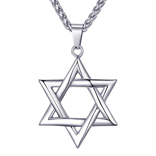 MOO and LEE Mens Stainless Steel Pendant Necklace Jewish Star of David with 24 Inches Link Chain MOO and LEE Mens Stainless Steel Pendant Necklace Jewish Star of David with 24 Inches Link Chain
