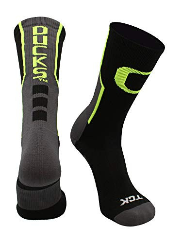 TCK NCAA Oregon Ducks Perimeter Crew Socks BlackNeon Yellow Small