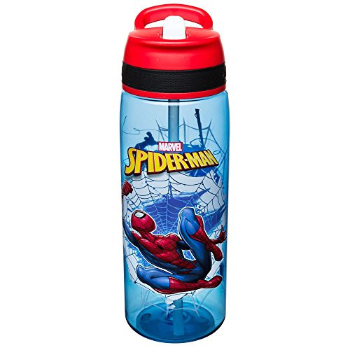 Zak Designs SDNU-S830-AMZ Marvel Comics Water Bottles Tritan Straw, Spiderman