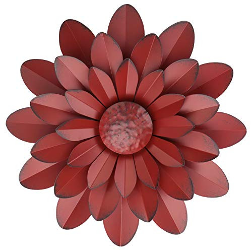 Coral Multiple Layer Metal Flower Wall Art Decor Hanging For Indoor Outdoor Home Bathroom Kitchen Dining Room Bedroom Living Room Farmhouse Or Wall Sculptures 12 Inch