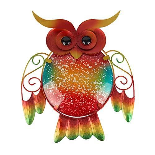 HONGLAND Metal Owl Wall Decor Indoor Wall Art Sculpture Outdoor Hanging Glass Decorations for Home Garden Bedroom HONGLAND Metal Owl Wall Decor Indoor Wall Art Sculpture Outdoor Hanging Glass Decorations for Home Garden Bedroom
