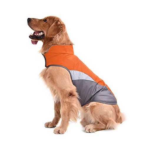 SILD Dog Jacket Outdoor Indoor Activities Waterproof Windproof Reflective Dog Cold Weather Winter Coat Dog Vest Autumn Pet Apparel for Small Medium Large Dog M Orange