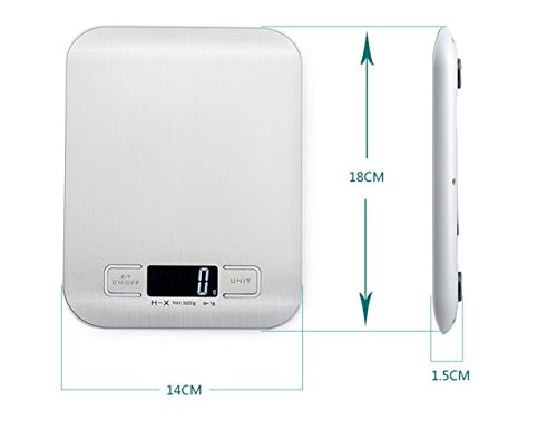 Bear Motion Digital Kitchen Scale Multifunction Food Scale Stainless Steel 11lb / 5kg