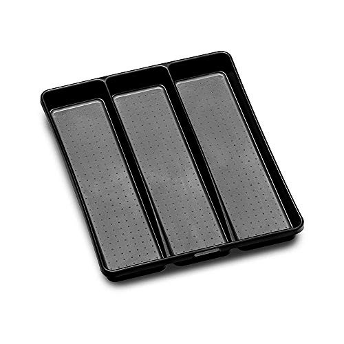 madesmart Utensil Tray-CARBON COLLECTION Antimicrobial 3 Compartments Soft-Grip Lining  and  Non-Slip Feet  and  BPA-Free Large