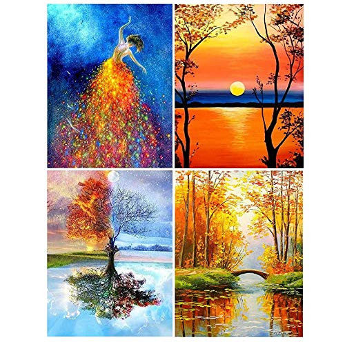 Airsnigi 4 Pack DIY 5D Diamond Painting Kits for Adults 11_8 x 15_7 inch Full Drill Crystal Rhinestone Diamond Embroidery Paintings Pictures Arts Craft for Home Wall Decor Airsnigi 4 Pack DIY 5D Diamond Painting Kits for Adults 11_8 x 15_7 inch Full Drill Crystal Rhinestone Diamond Embroidery Paintings Pictures Arts Craft for Home Wall Decor