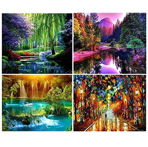 Airsnigi 4 Pack DIY 5D Diamond Painting Kits for Adults 15_7 x 11_8 inch Full Drill Crystal Rhinestone Diamond Embroidery Paintings Pictures Arts Craft for Home Wall Decor Airsnigi 4 Pack DIY 5D Diamond Painting Kits for Adults 15_7 x 11_8 inch Full Drill Crystal Rhinestone Diamond Embroidery Paintings Pictures Arts Craft for Home Wall Decor