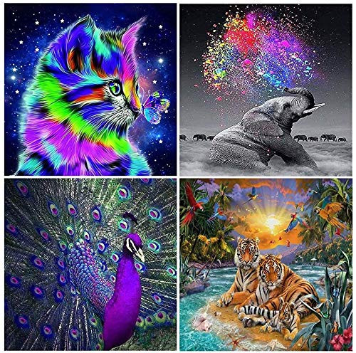 Airsnigi 4 Pack DIY 5D Diamond Painting Kits for Adults 11_8 x 11_8 inch Full Drill Crystal Rhinestone Diamond Embroidery Paintings Pictures Arts Craft for Home Wall Decor Airsnigi 4 Pack DIY 5D Diamond Painting Kits for Adults 11_8 x 11_8 inch Full Drill Crystal Rhinestone Diamond Embroidery Paintings Pictures Arts Craft for Home Wall Decor