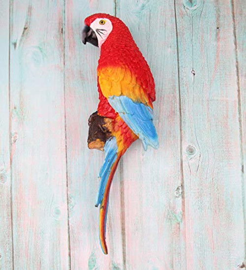 HOMERRY ropical Scarlet Macaws Wall SculptureDecorative Parrot Garden Statues and Figurines