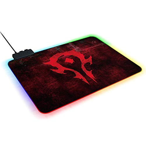 World of Warcraft RGB Soft Gaming Mouse Pad Large Oversized Glowing Led Extended Mousepad Non-Slip Rubber Base Computer Keyboard Pad Mat 14X10in