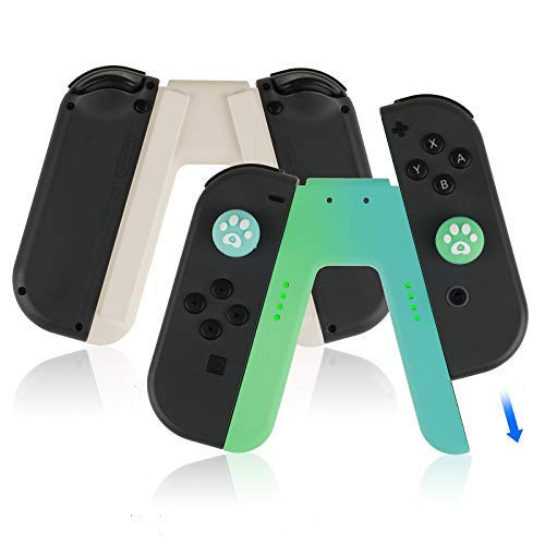 Joy Con Charging Grip Ergo Comfort Joycon Grip Compatible with Nintendo Switch Joy-Con Controllers with 2 Thumb GripsBlue and Green