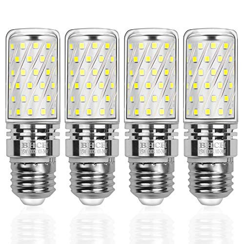 BHCH LED Corn Bulbs E26 Edison Screw Bulbs 15W 120W Incandescent Bulbs Equivalent Daylight White 6000K Non-Dimmable Pack of 4
