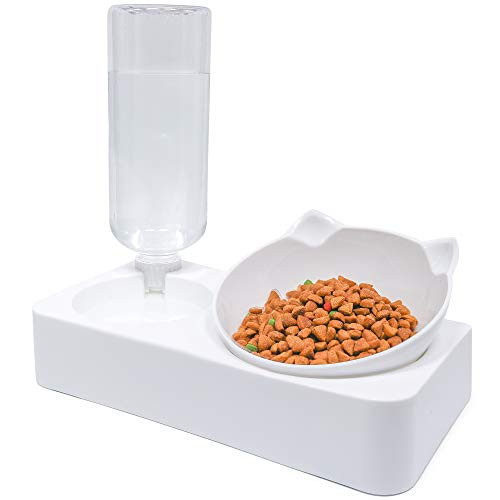 Companet Pet Raised Bowl Double Cat Automatic Water and Food Bowls 0-15°Tilted Adjustable Cat Water Feeding Dispenser with Detachable Raised Stand Pet Dishes Feeder for Cats or Small Dogs Companet Pet Raised Bowl Double Cat Automatic Water and Food Bowls 0-15°Tilted Adjustable Cat Water Feeding Dispenser with Detachable Raised Stand Pet Dishes Feeder for Cats or Small Dogs