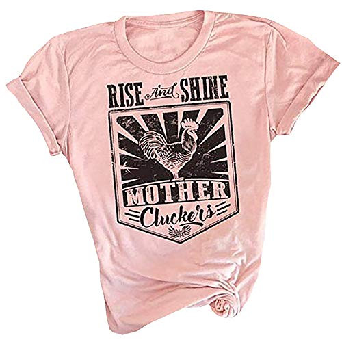 Rise and Shine Mother Chicken Mom Cute T Shirts Women Letter Print Mama Life Tees Tops Farm Country Casual Tshirt X-Large Pink Rise and Shine Mother Chicken Mom Cute T Shirts Women Letter Print Mama Life Tees Tops Farm Country Casual Tshirt X-Large Pink