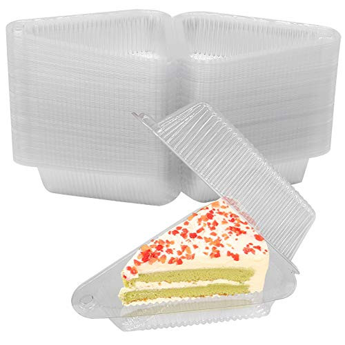 100 Pcs Hinged Deep Plastic Cheesecake Containers Clear Plastic Cake Slice Take-Out Container for Small Pies CakesVegetablesFruit Salad_