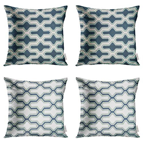 Taysta Pack of 4 Throw Pillow Covers Cases Blue Lattice Pattern Patterns Merry Christmas Decorative Square Pillowcase Cover Case Cushion Home Decor 18 x 18 Inches Taysta Pack of 4 Throw Pillow Covers Cases Blue Lattice Pattern Patterns Merry Christmas Decorative Square Pillowcase Cover Case Cushion Home Decor 18 x 18 Inches